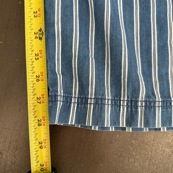 American Eagle Chambray Striped Wide Leg High Rise Ankle Pants Blue Wh… - Picture 14 of 15